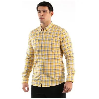 Camisa de Rayas Amarilla Manga Larga Casual Oscar de la Renta para Hombre
