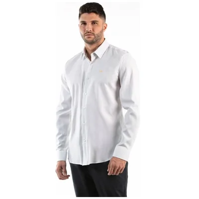 Camisa Blanca Casual con Cuello Manga Larga Oscar de la Renta para Hombre