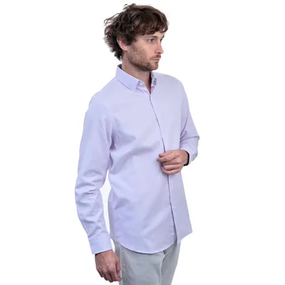 Camisa Regular Fit Morado Textura Kenneth Cole Manga Larga para Hombre