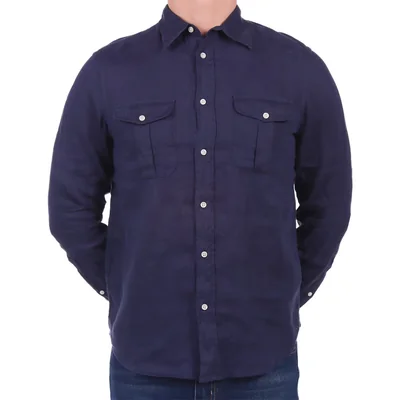 Camisa Lino Manga Larga Casual Piombo para Hombre
