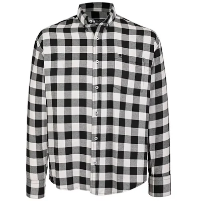 Camisa Casual Regular Fit Cuadros Negro Cavalatti Manga Larga para Hombre