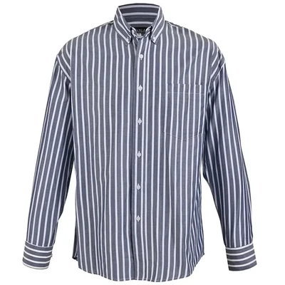 Camisa Casual Regular Fit Rayas Azul Cavalatti Manga Larga para Hombre