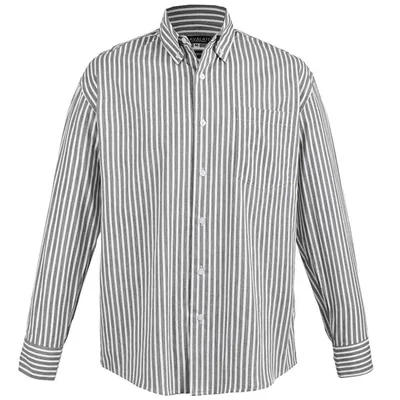 Camisa Casual Regular Fit Rayas Gris Cavalatti Manga Larga para Hombre