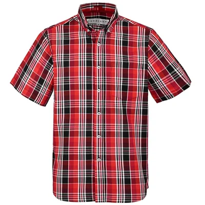 Camisa Casual Regular Fit Cuadros Rojo Cavalatti Manga Corta para Hombre