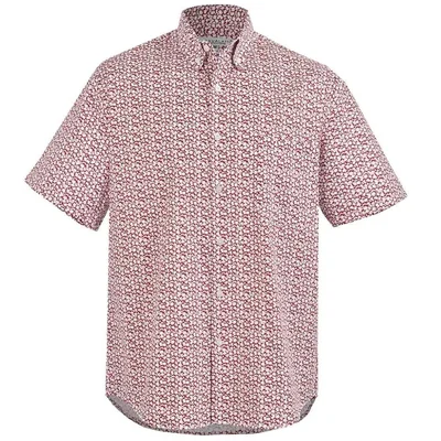 Camisa Casual Regular Fit Print Cavalatti Rojo Manga Corta para Hombre