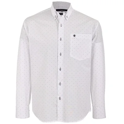 Camisa Casual Regular Fit Print Cavalatti Blanco Manga Larga para Hombre