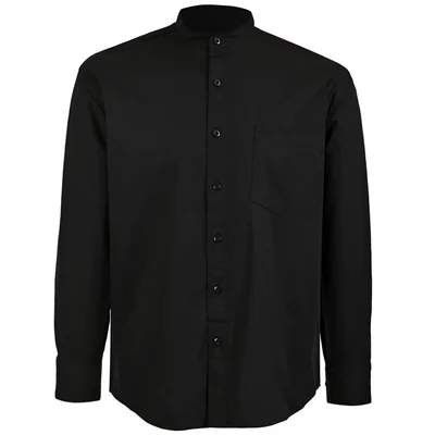 Camisa Casual Regular Fit Cuello Mao Cavalatti Negro Manga Larga para Hombre