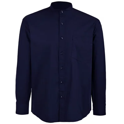 Camisa Casual Regular Fit Cuello Mao Cavalatti Azul Oscuro Manga Larga para Hombre