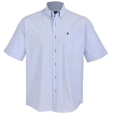 Camisa Casual Regular Fit Print Cavalatti Azul Manga Corta para Hombre