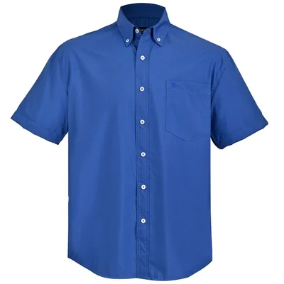 Camisa Casual Regular Fit Cavalatti Azul Medio Manga Corta para Hombre