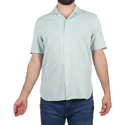 Camisa Lino Manga Corta Confort Casual Bruno Magnani para Hombre