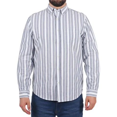 Camisa Rayas Algodón Manga Larga Bruno Magnani para Hombre