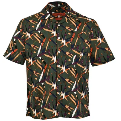Camisa Estampado Abstracto Relaxed Fit Cavalatti Manga Corta para Hombre