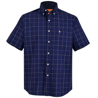 Camisa Casual Cuadros Relaxed Fit Cavalatti Manga Corta para Hombre
