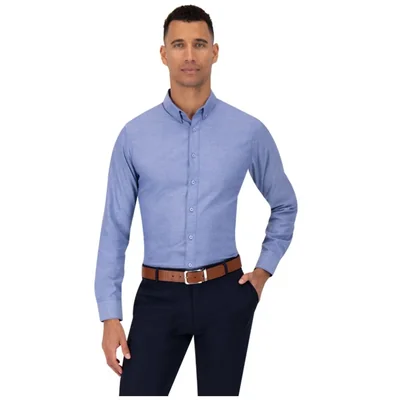 Camisa Regular Fit Básica Oxford Formens Azul Manga Larga para Hombre