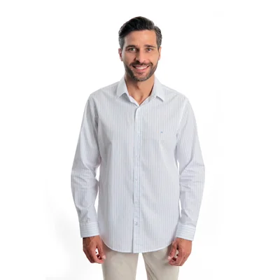 Camisa Regular Fit Rayas Kenneth Cole Manga Larga para Hombre