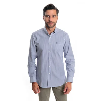 Camisa Regular Fit Rayas Chaps Manga Larga para Hombre