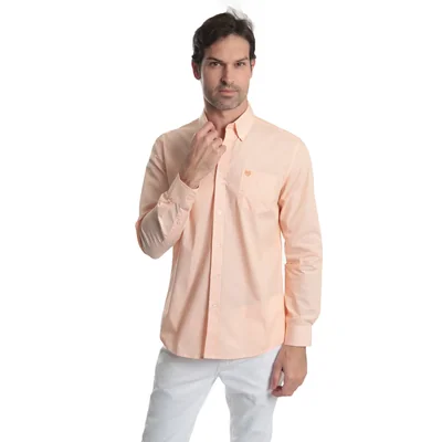 Camisa Regular Fit Rayas Chaps Manga Larga para Hombre