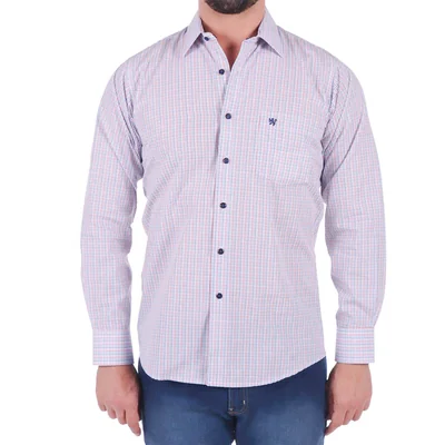 Camisa Manga Larga Regular Fit Cuadros Manchester Hombre