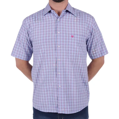 Camisa Hombre Manchester Cuadros Regular Fit Manga Corta