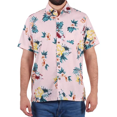 Camisa Manga Corta Floral Hawaiana Carlo Corinto Hombre