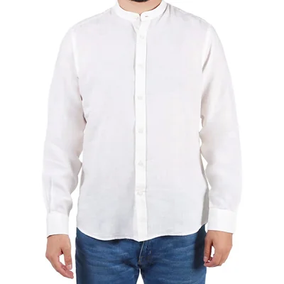 Camisa Algodón Mao Efecto Lino Ml Carlo Corinto Hombre