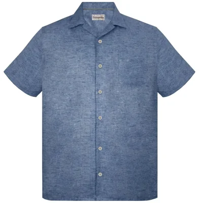 Camisa Azul Marino Cancumisa Jaquard Manga Corta para Hombre