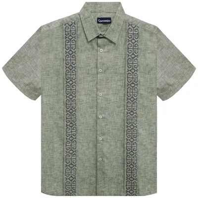 Camisa Verde Militar Mexican Cancumisa Manga Corta para Hombre