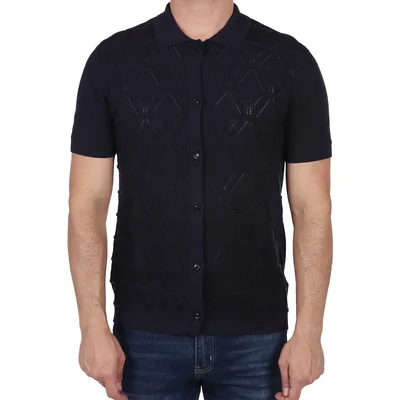 Camisa Polo Patrón Geométrico Calado Bruno Magnani Hombre