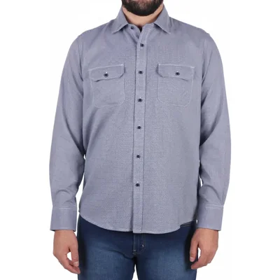 Camisa Algodón Manga Larga Micro Cuadros Casual Carlo Corinto para Hombre