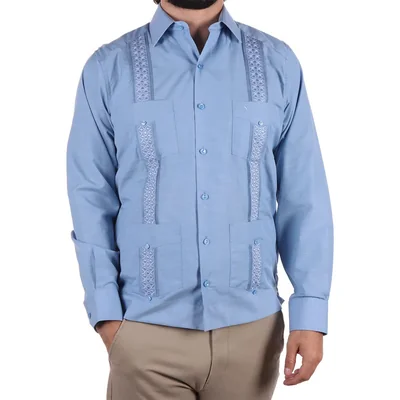 Guayabera Slim Fit Manga Larga Manchester para Hombre