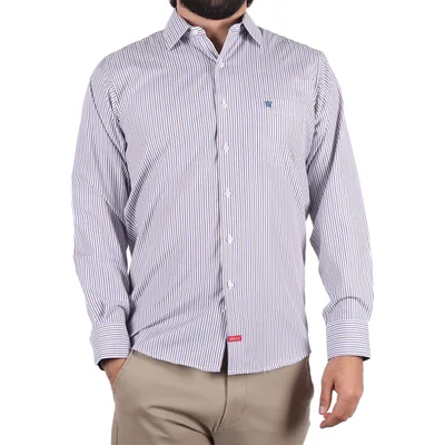 Camisa Manga Larga Rayas Slim Fit Manchester para Hombre