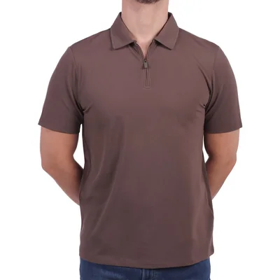 Playera Polo Manga Corta con Cremallera Frontal Piombo para Hombre