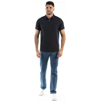 Playera Polo Negra con Cierre Manga Corta Oscar de la Renta para Hombre