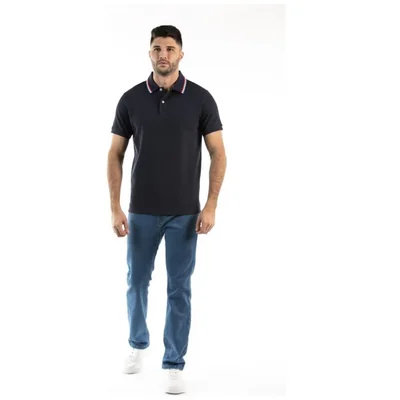 Playera Polo Negra con Cuello Manga Corta Oscar de la Renta para Hombre