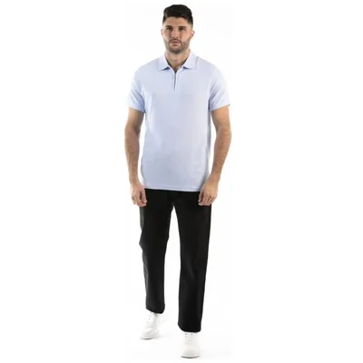 Playera Polo Azul Claro con Cierre Manga Corta Oscar de la Renta para Hombre