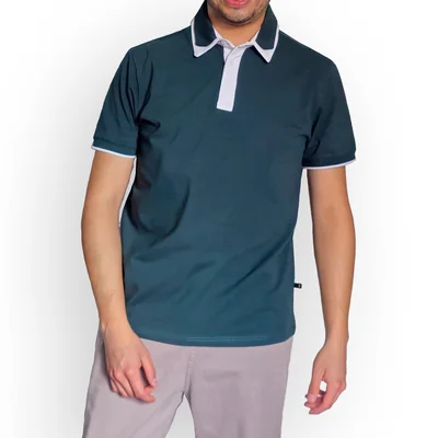 Playera Tipo Polo Cuello Contraste U Sport Manga Corta para Hombre