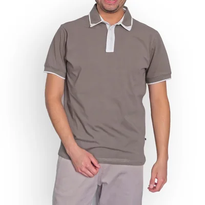 Playera Tipo Polo Cuello Contraste U Sport Gris Oscuro Manga Corta para Hombre
