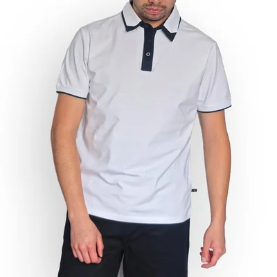 Playera Tipo Polo Cuello Contraste U Sport Blanco Manga Corta para Hombre