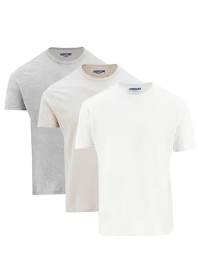 SET 3 PLAYERAS INDICUM BEIGE/GRIS/BLANCO HOMBRE