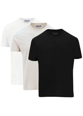 SET 3 PLAYERAS INDICUM NEGRO/BEIGE/BLANCO HOMBRE