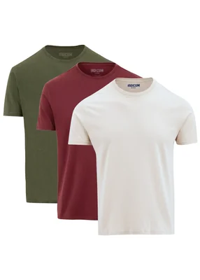 SET 3 PLAYERAS INDICUM VERDE/VINO/BEIGE HOMBRE