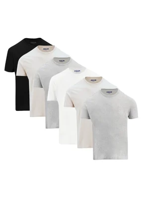 SET 6 PLAYERAS INDICUM 2BEIGE/2GRIS/NEGRO/BLANCO HOMBRE