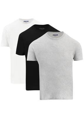 SET 3 PLAYERAS INDICUM NEGRO/GRIS/BLANCO HOMBRE