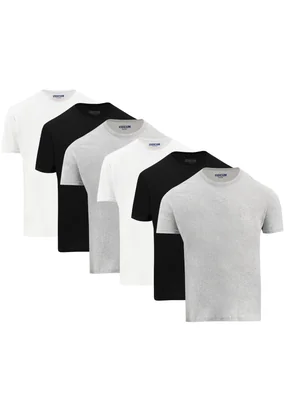 SET 6 PLAYERAS INDICUM NEGRO/BLANCO/GRIS HOMBRE