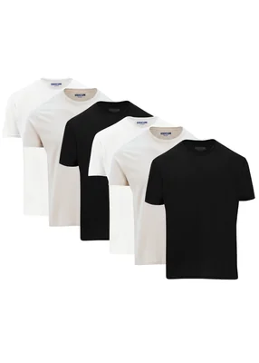 SET 6 PLAYERAS INDICUM NEGRO/BEIGE/BLANCO HOMBRE