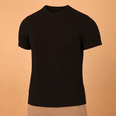 Playera Ajustada Hombre Manga Corta Textura Moderna
