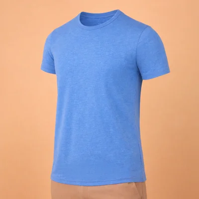 Playera Hombre Azul Casual Manga Corta de Algodón