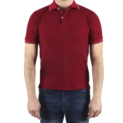 Playera Polo Lisa Color Vino Carlo Corinto para Hombre