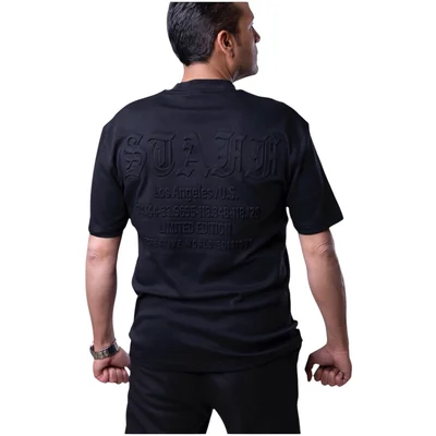 Playera premium de diseño contemporaneo colo negra overside Republic